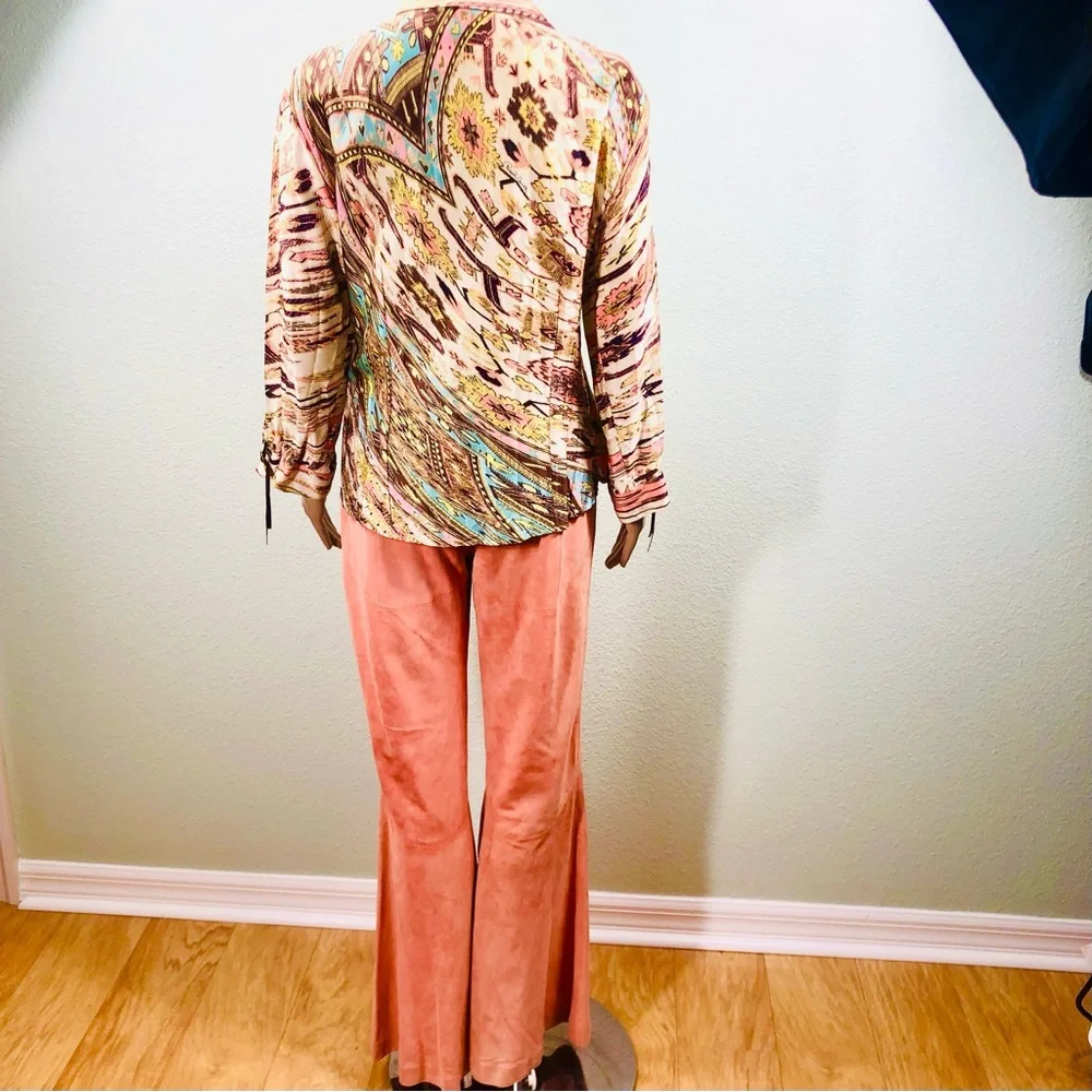 Valentino coral suede flare pants Sz 6 - Picture 11 of 16